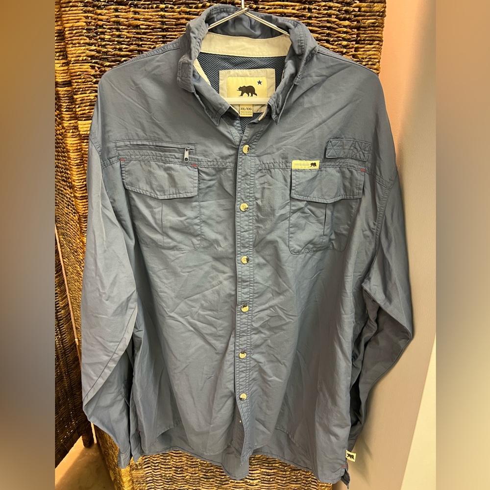 Dakota‎ Grizzly-Mens Button Up-Long Sleeve Shirt-Blue, XXL, Pre-Owned